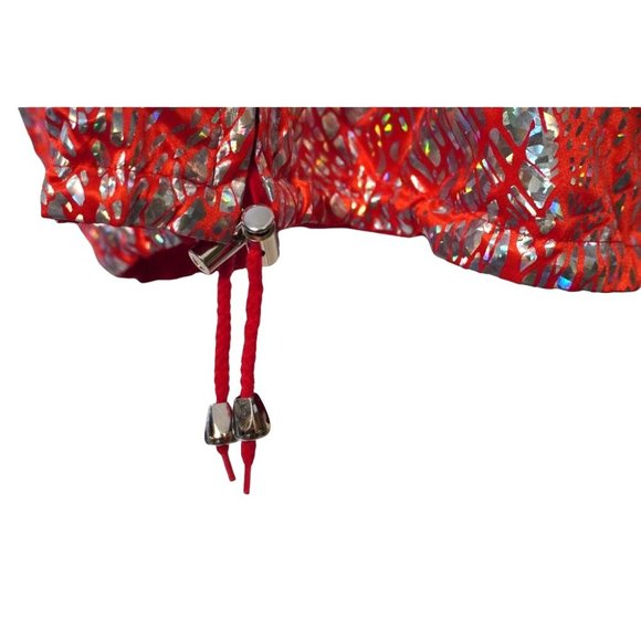 Y2K Holographic Bomber Jacket, Reversible Red Jacket, Silver Hologram 90s Unisex - Picture 7 of 10